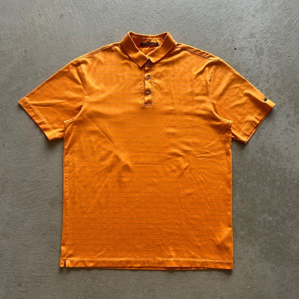 Nike Fit Dry Tiger Woods Polo Shirt Size XL Orange Striped Golf